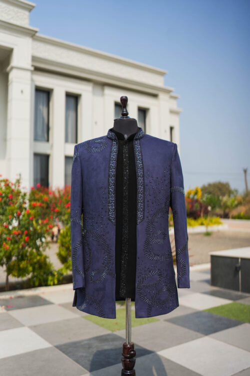 KYNOR Royal Midnight Embroidered Indo-Western Jacket