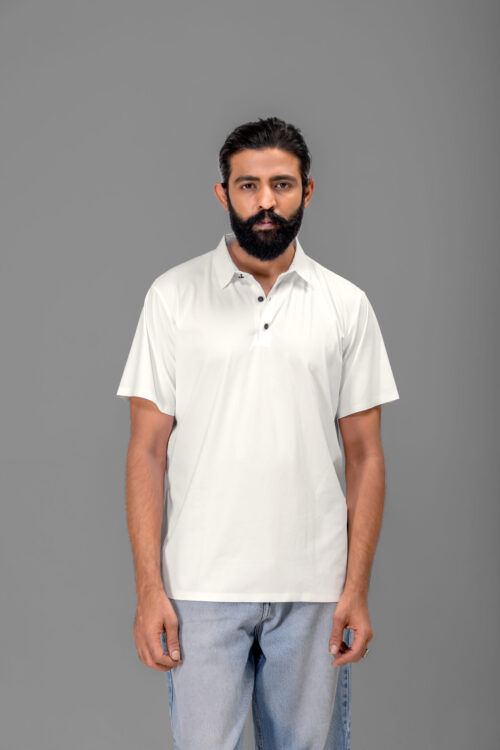 KYNOR AeroFlex Stitchless Polo T-Shirt – Pearl White