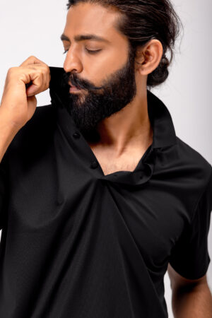 KYNOR AeroFlex Stitchless Polo T-Shirt – Jet Black